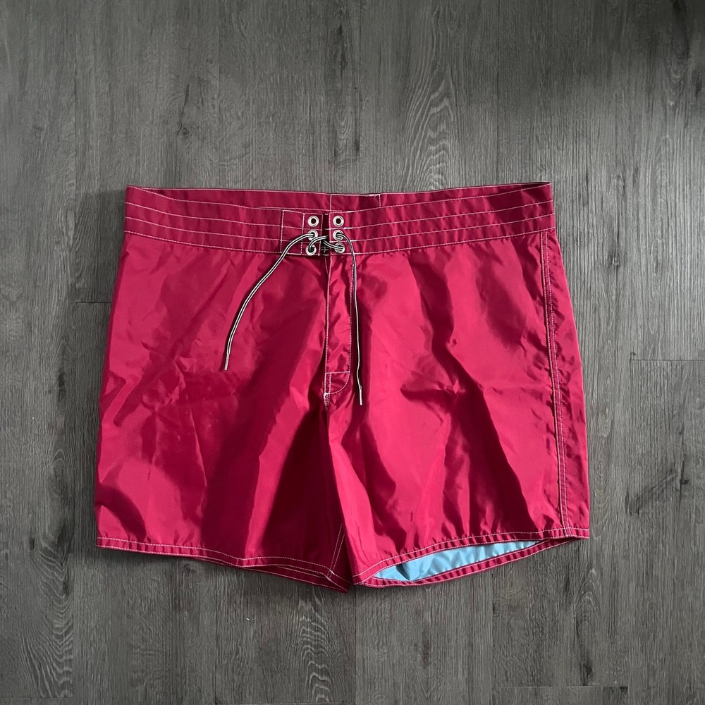 Birdwell Beach Britches Vintage Mens Red Board Shorts Swim Trunks Size 41 (43)